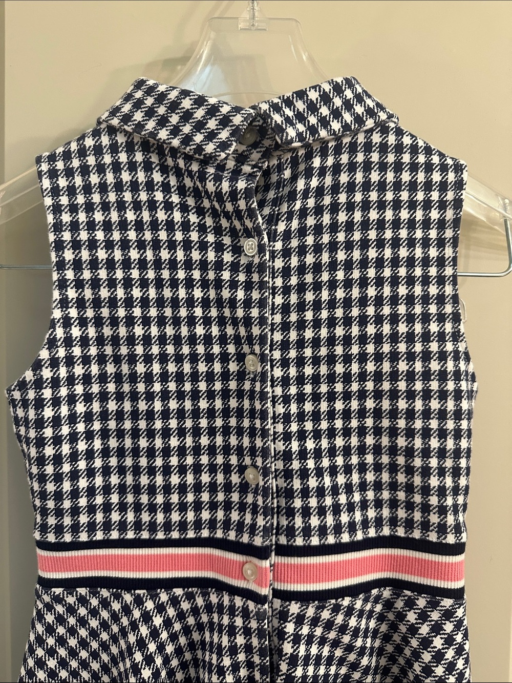 Janie and Jack Girls' Navy & White Houndstooth Fit-and-Flare Dress - Size 7 - Picture 3 of 7